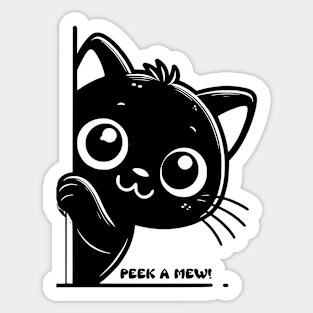 Black Cat Peek A Mew Sticker